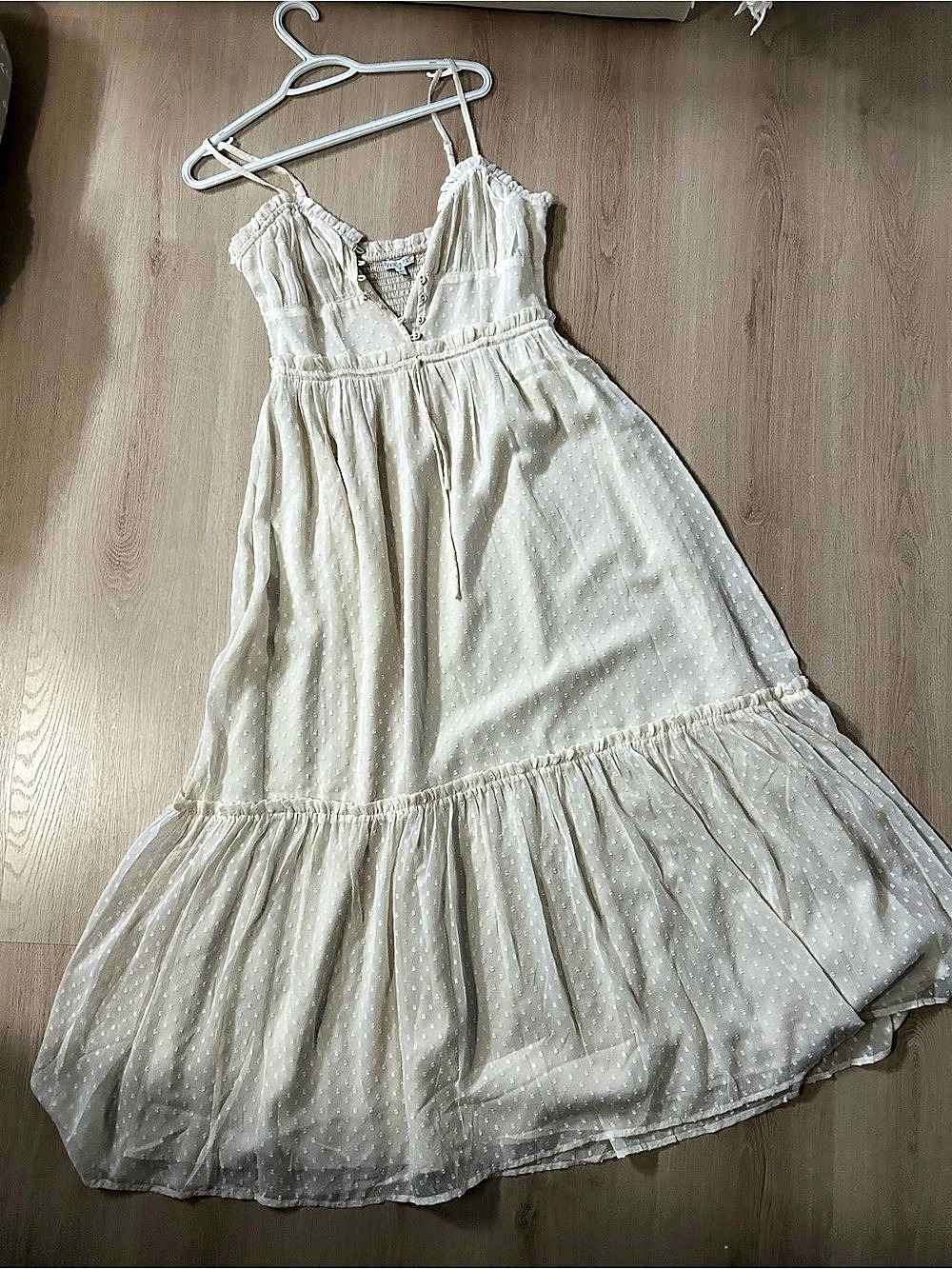 Patrons of Peace Polka Dot Maxi Dress in Cream